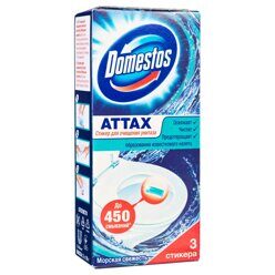 Стикер для очищения унитаза Domestos "Морская свежесть", 3*10г, картонная коробка, 8711700692953