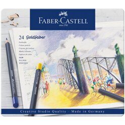 Карандаши цветные Faber-Castell "Goldfaber" 24цв., круглые, заточен., метал. коробка, 114724